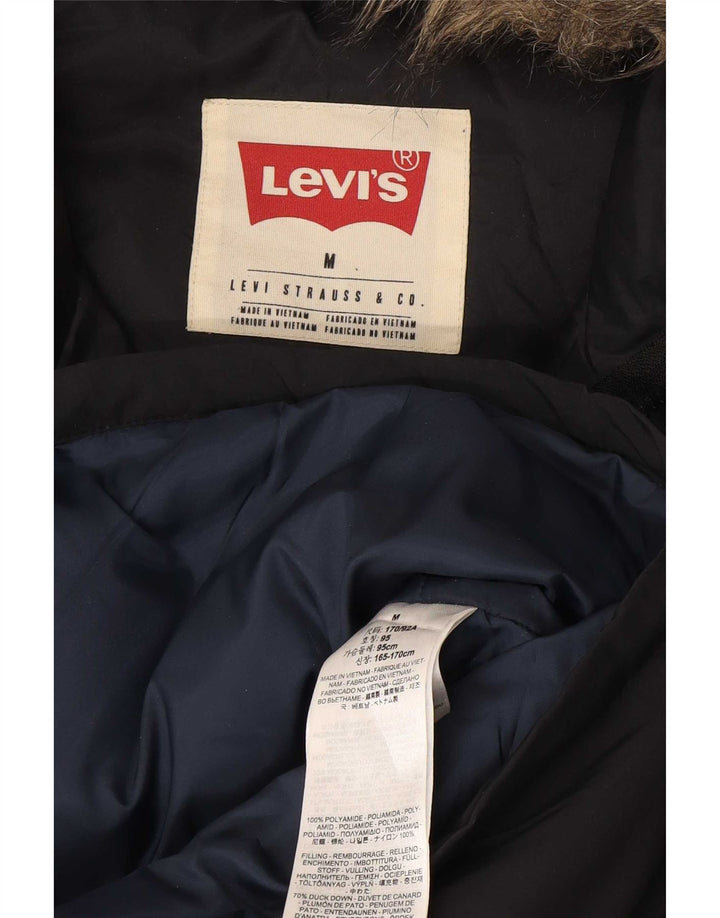Cappotto imbottito con cappuccio da uomo Levi's UK 38 medio nero in poliammide