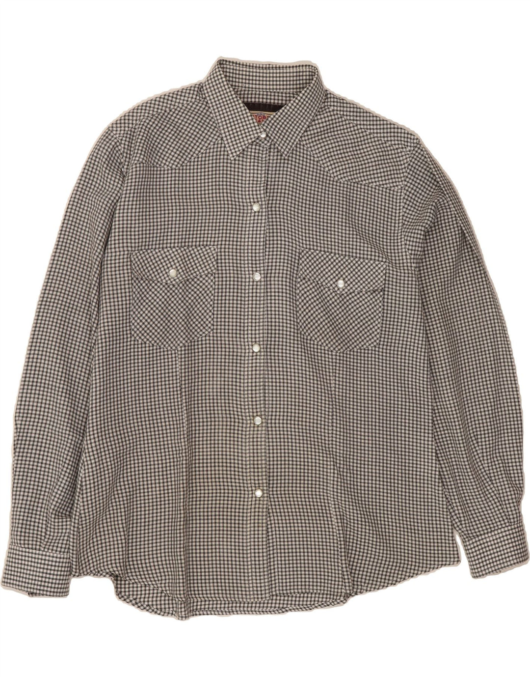 VINTAGE Womens Shirt UK 16 Large Black Gingham Polyester Vintage Vintage and Second-Hand Vintage from Messina Hembry 