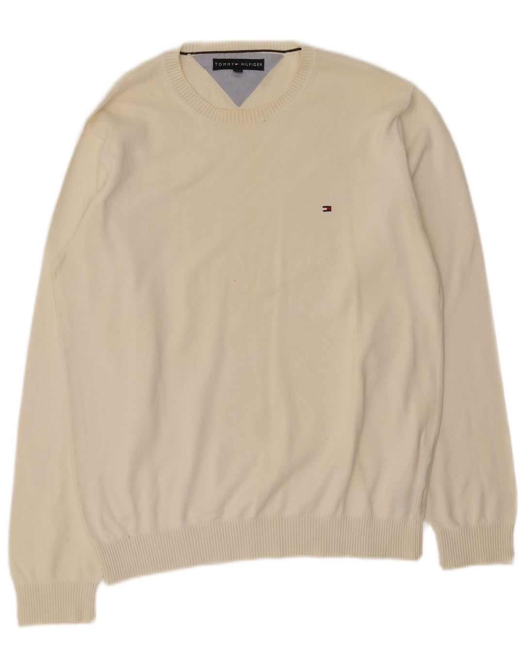 Maglione maglione girocollo da uomo Tommy Hilfiger grande cotone bianco