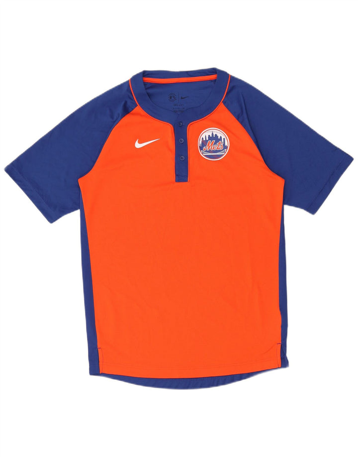 T-shirt da uomo Nike New York Mets, piccola, in poliestere color block arancione