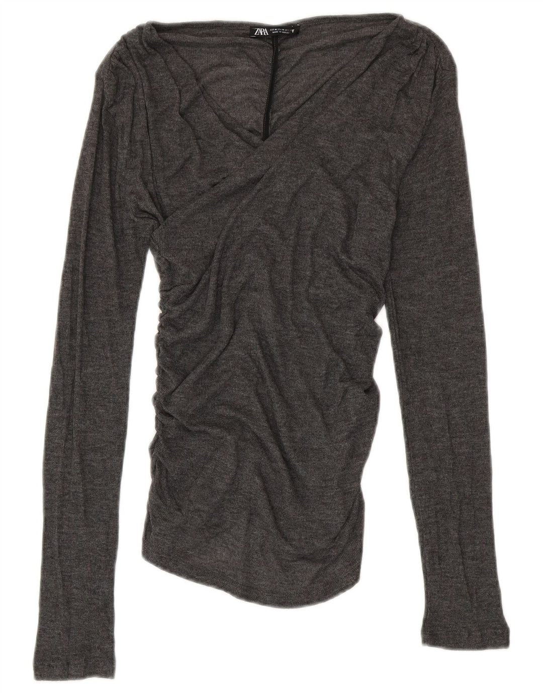 Top Camicetta Da Donna ZARA UK 12 Poliestere Grigio Medio