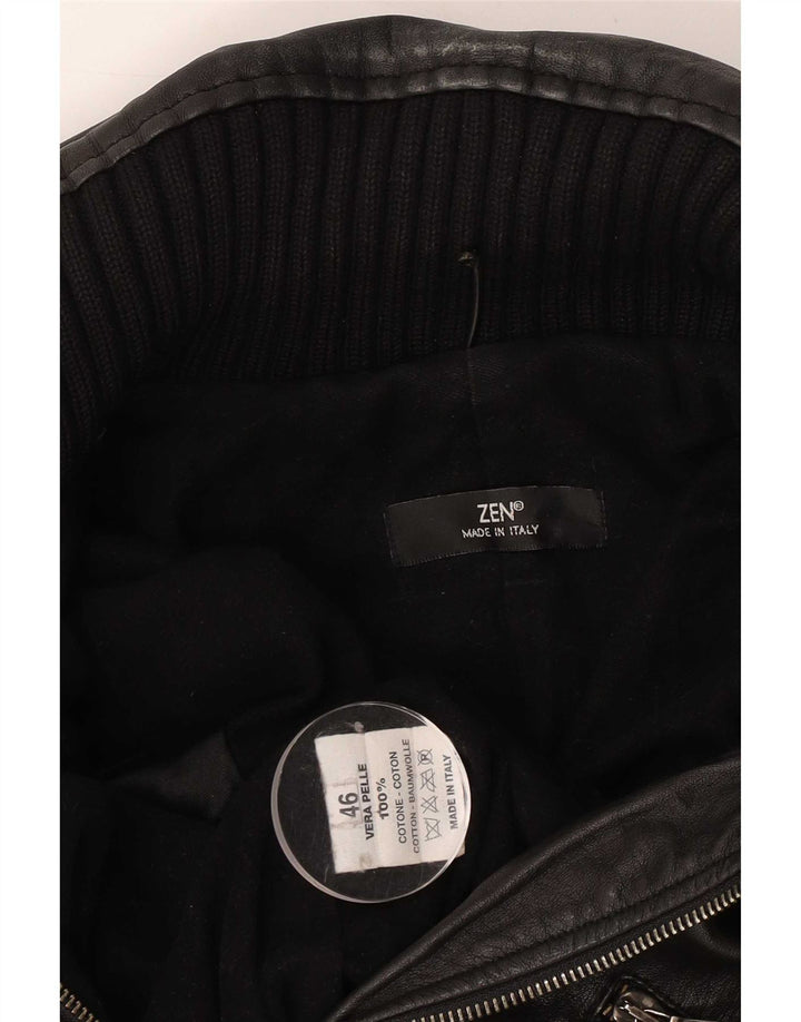 Giacca in pelle corta da donna Zen IT 46 grande in pelle nera