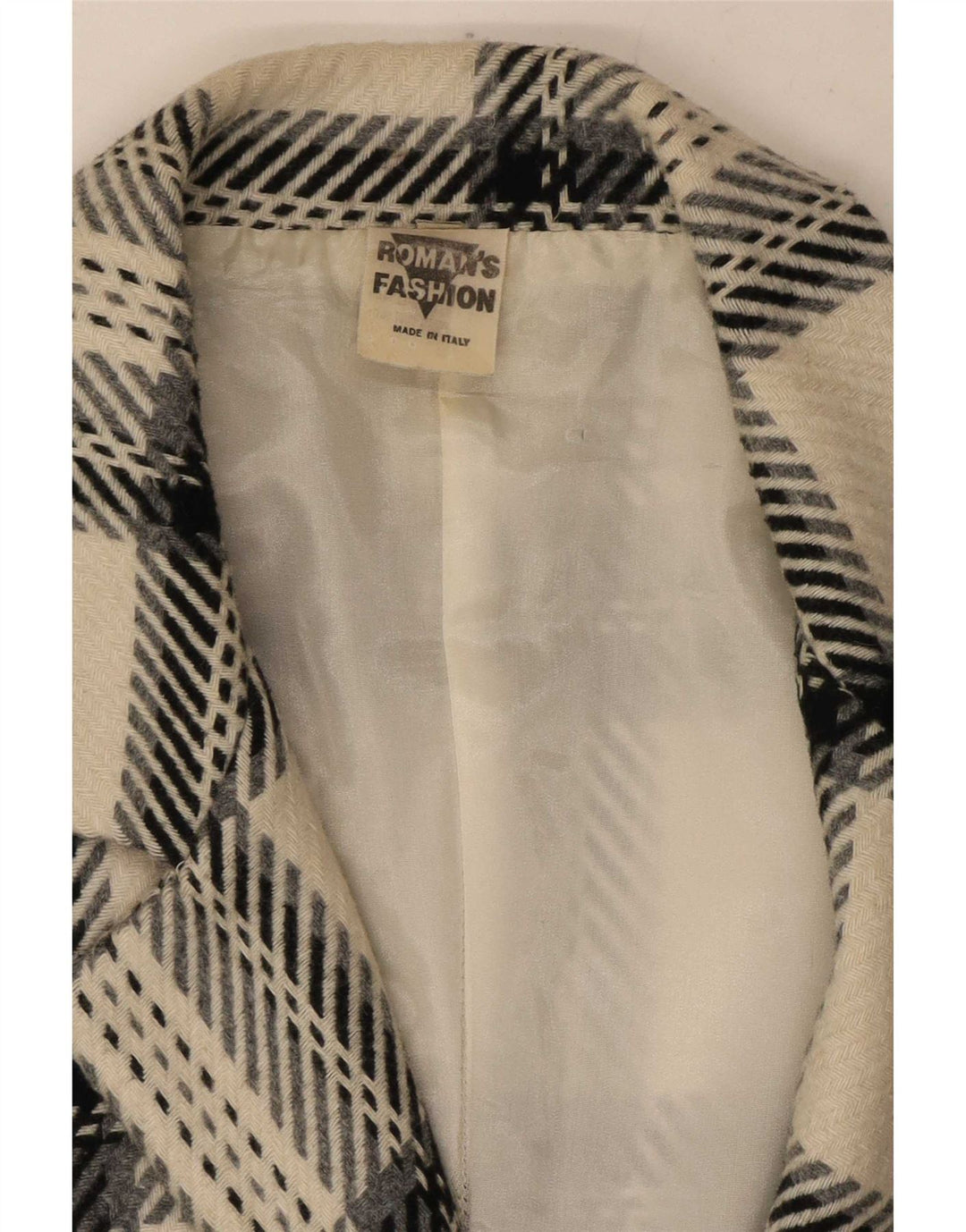Giacca blazer vintage da donna a 2 bottoni UK 12 lana scozzese media bianco sporco