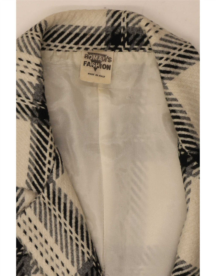 Giacca blazer vintage da donna a 2 bottoni UK 12 lana scozzese media bianco sporco