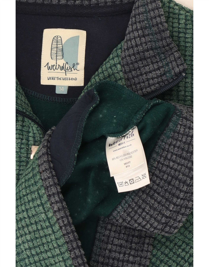 Maglione in pile da donna con collo con zip Weird Fish UK 14 grande poliestere verde