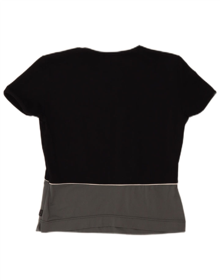 Arena - T-shirt corta da donna, taglia UK 10, piccola, in poliestere color block nero