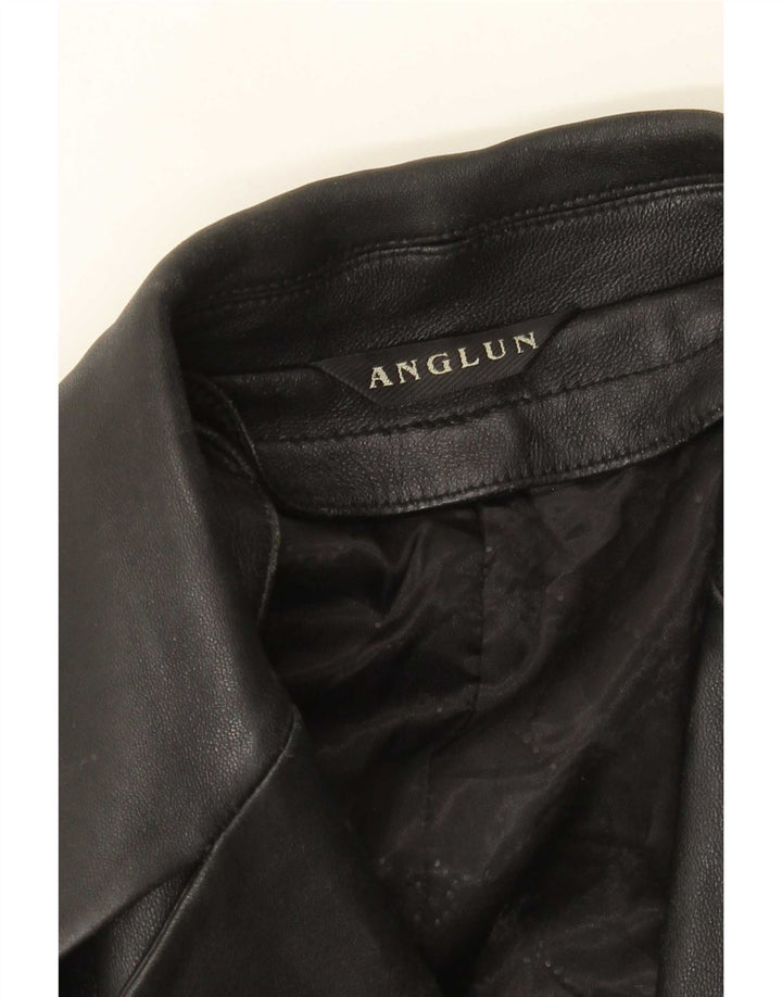 Anglun Cappotto in pelle da donna UK 14 Medio Nero