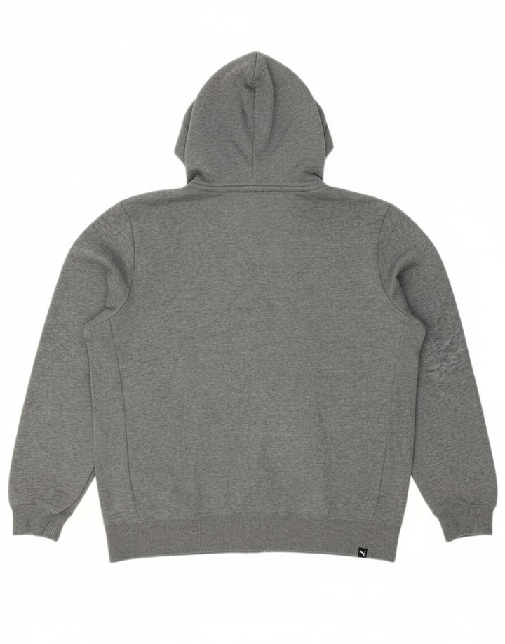 PUMA Mens Graphic Zip Hoodie Sweater Large Grey Cotton