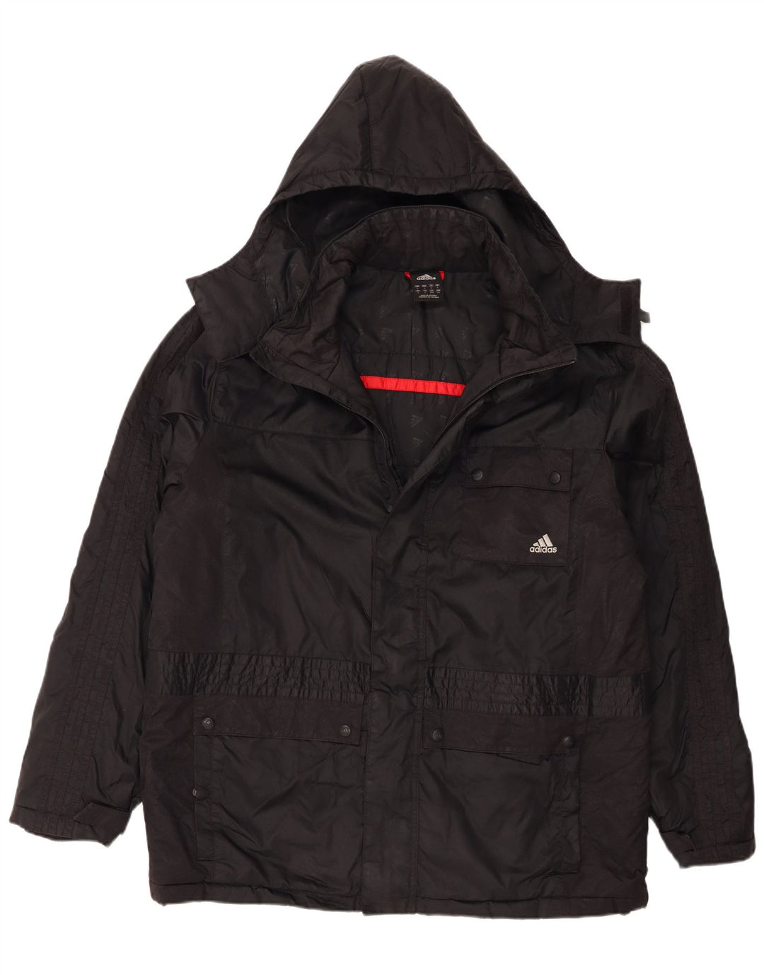 Giacca utility da uomo con cappuccio Adidas UK 40 Large nera in poliammide