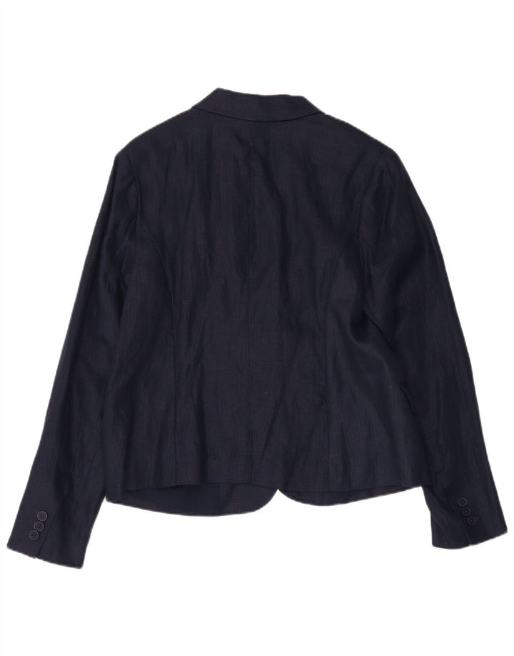 Giacca blazer da donna a 1 bottone Monsoon UK 14 grande lino blu navy