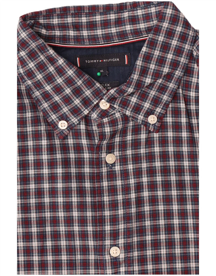 Camicia da uomo Regular Fit Tommy Hilfiger XL blu navy a quadri in cotone