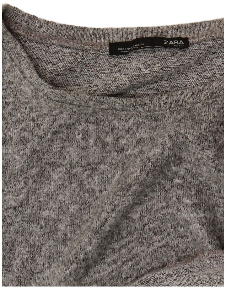 Top Zara da donna oversize a maniche lunghe UK 10 piccolo grigio chiazzato