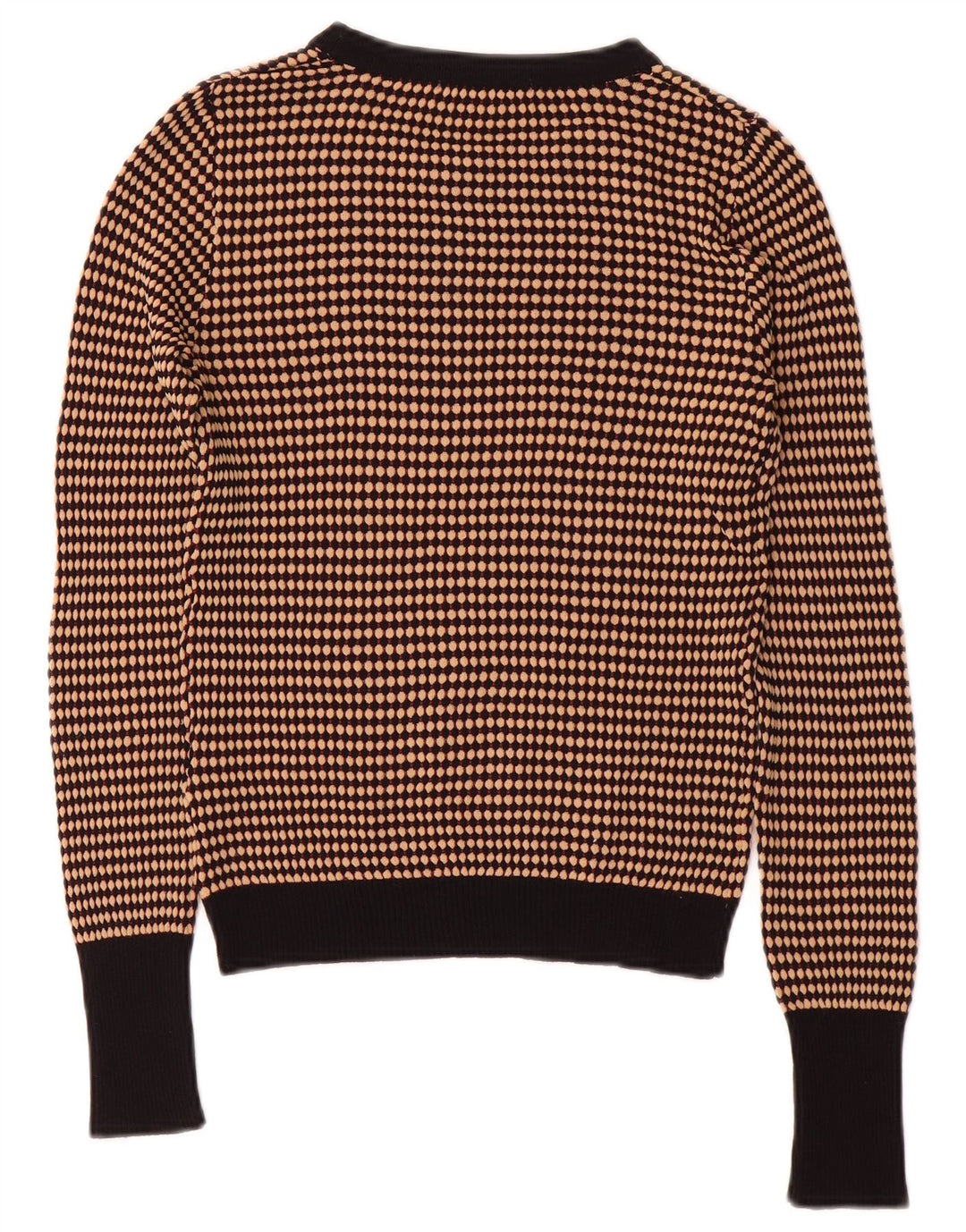 Maglione corto girocollo da donna Zara UK 12 a righe marrone medio