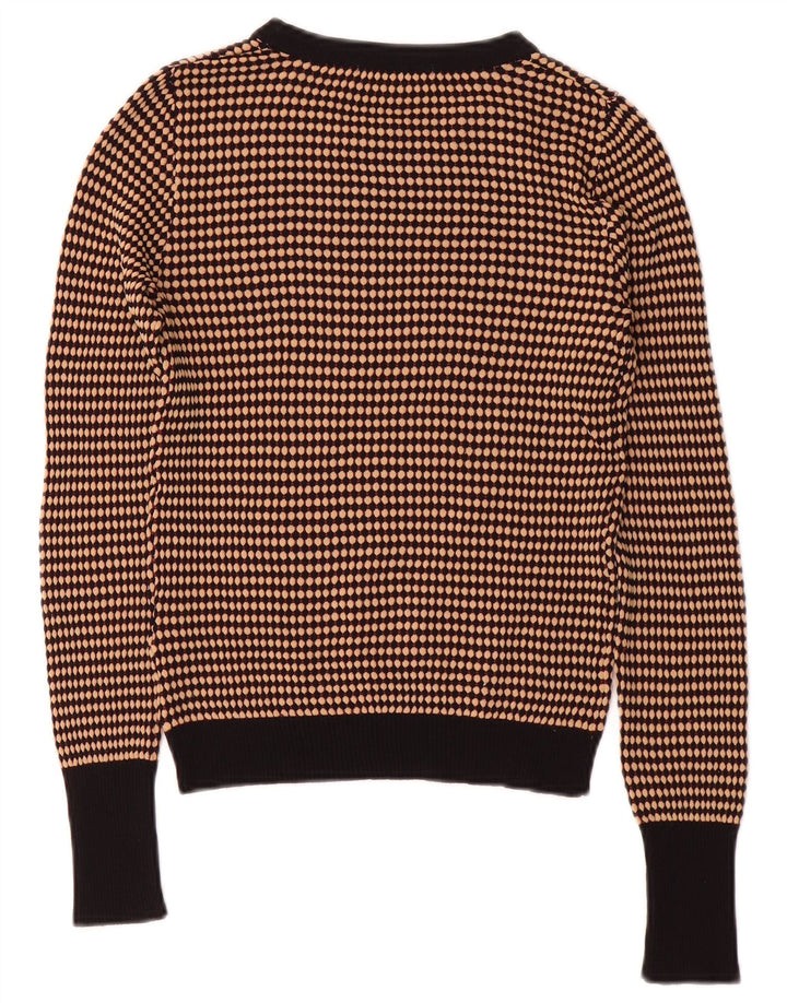 Maglione corto girocollo da donna Zara UK 12 a righe marrone medio