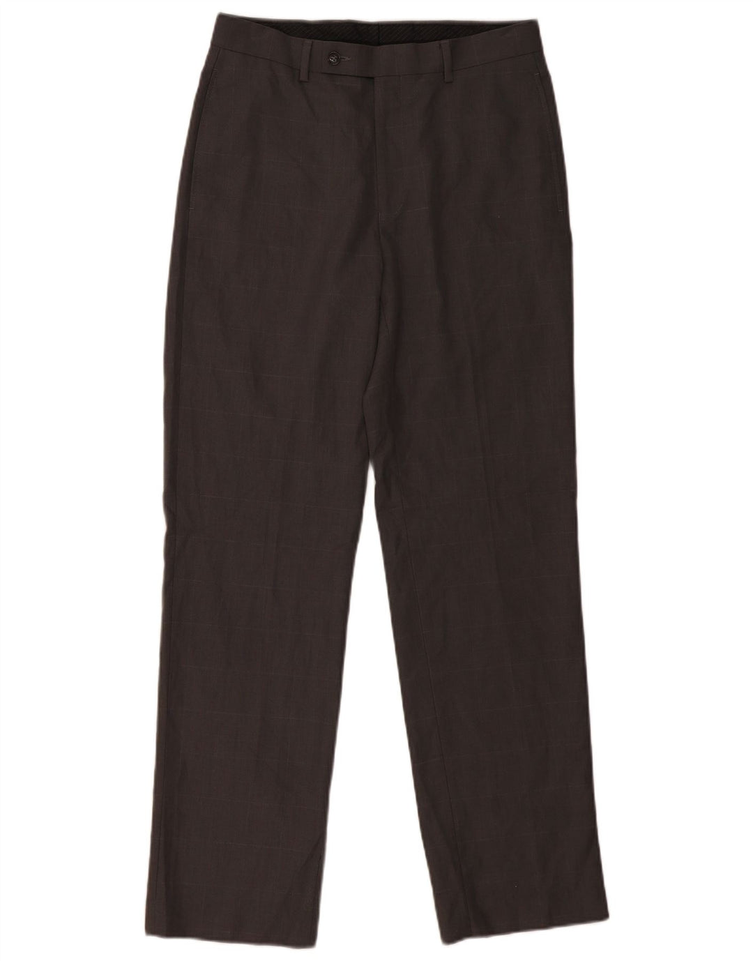 CALVIN KLEIN Pantaloni da abito dritti da uomo W30 L32 Poliestere a quadri grigi
