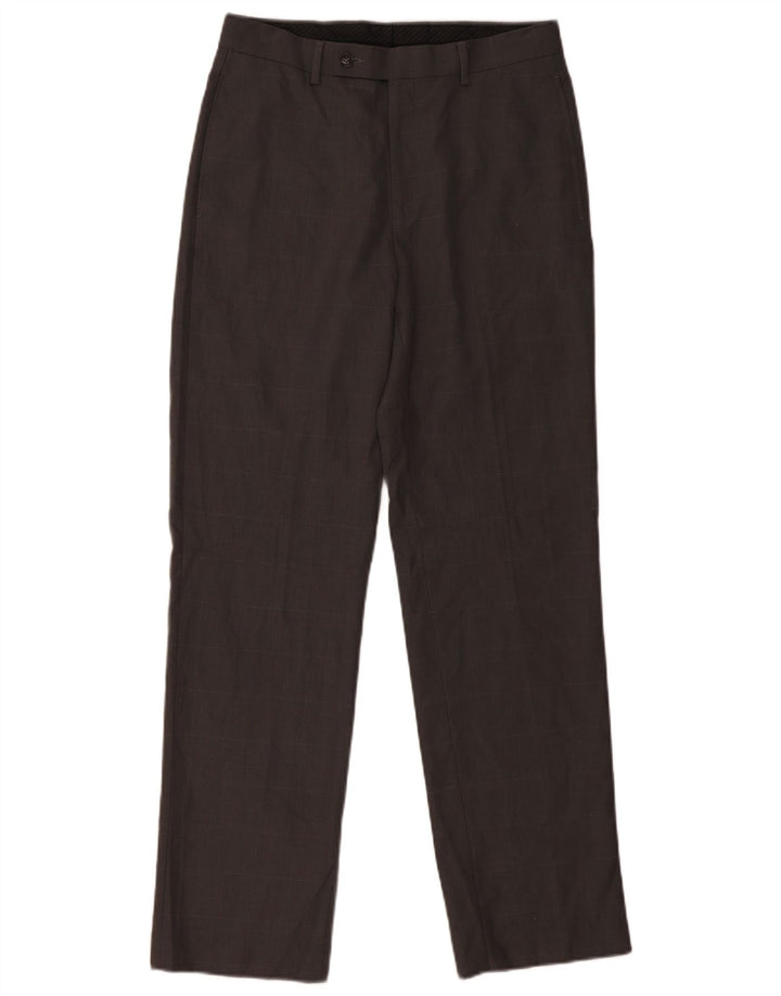 CALVIN KLEIN Pantaloni da abito dritti da uomo W30 L32 Poliestere a quadri grigi