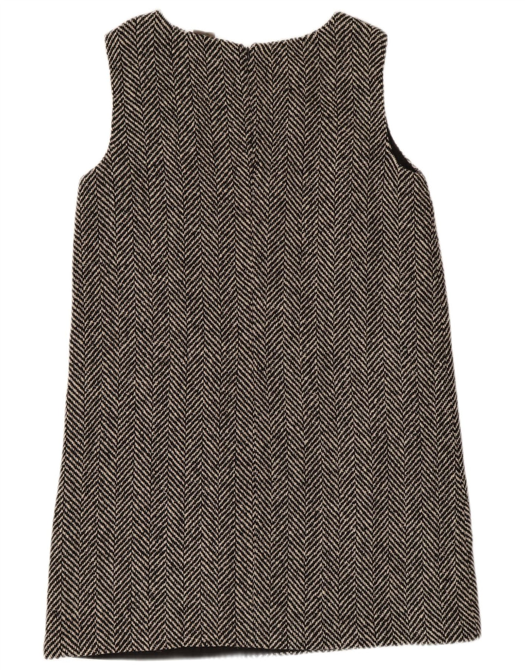 BENETTON Womens Sleeveless Shift Dress UK 16 Large Grey Herringbone