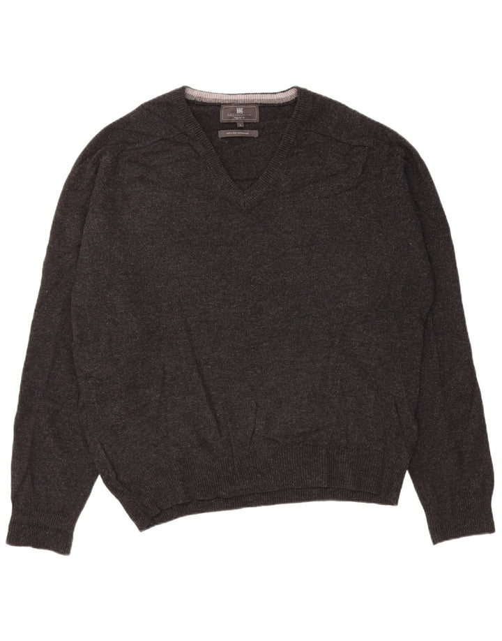 Maglione da uomo Marks & Spencer vestibilità regolare con scollo a V, grande lana nera