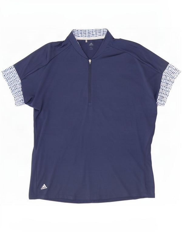 T-shirt Adidas da uomo con zip sul collo, XL, blu navy screziato
