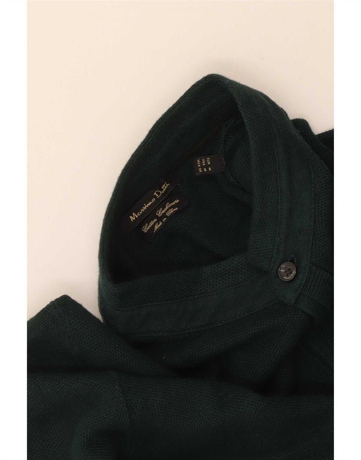 Massimo Dutti Maglione da uomo con collo a bottoni Verde medio