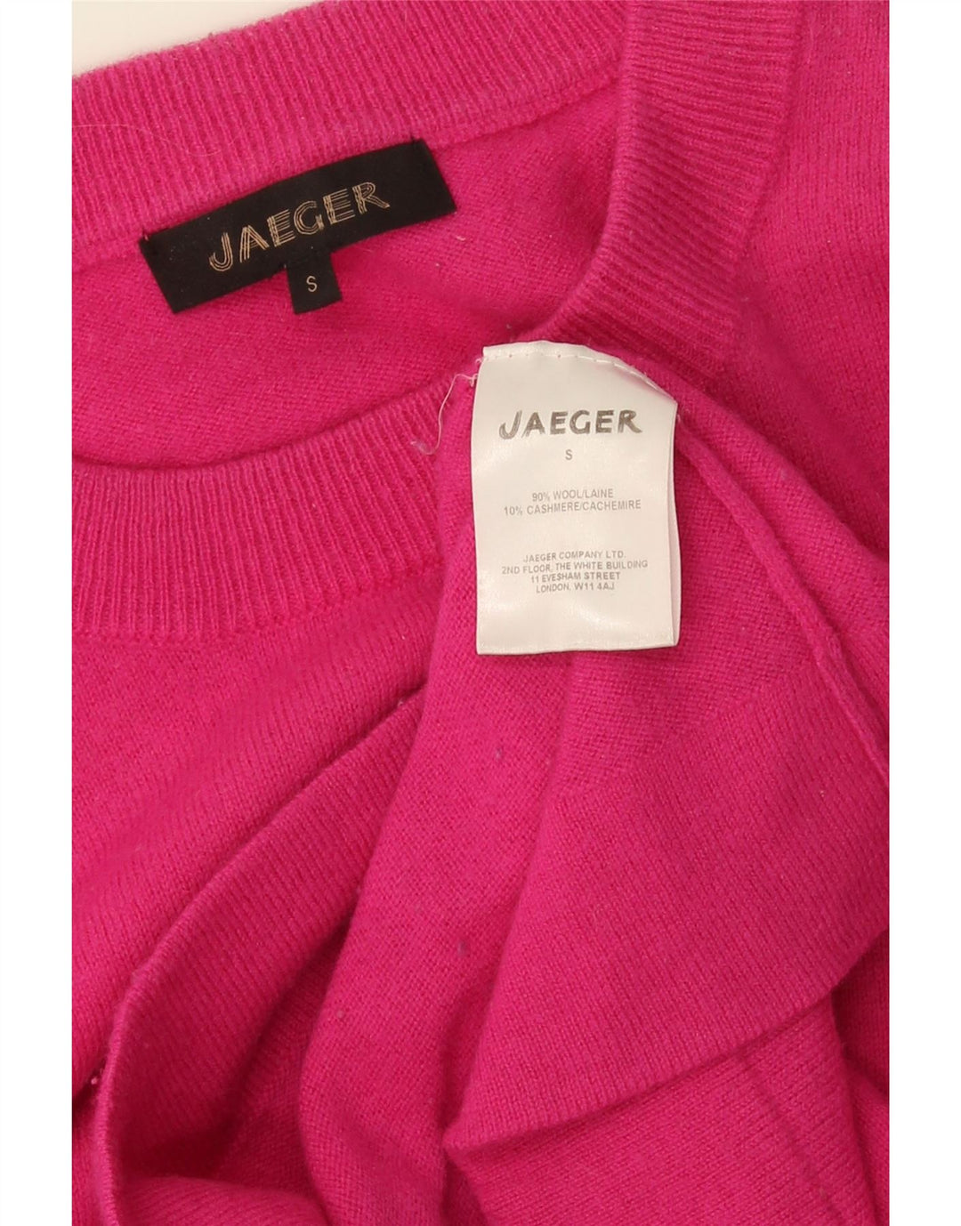 Maglione maglione girocollo da donna Jaeger UK 10 piccolo lana rosa