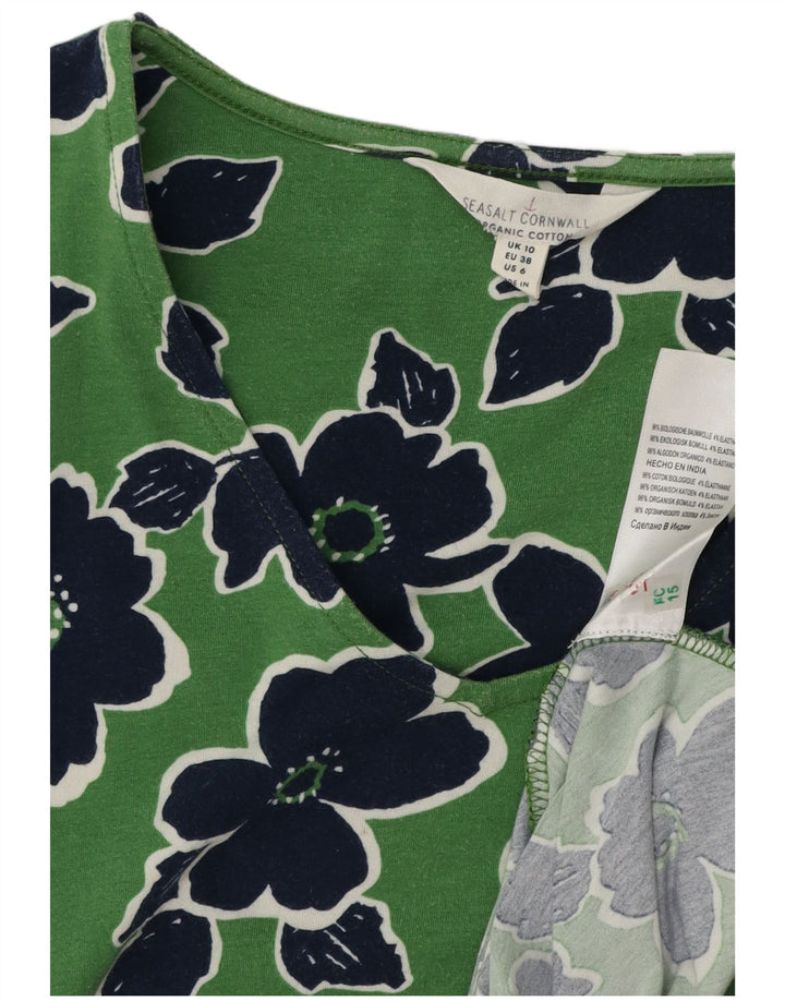 Abito a trapezio da donna SEASALT CORNWALL UK 10 Piccolo cotone floreale verde
