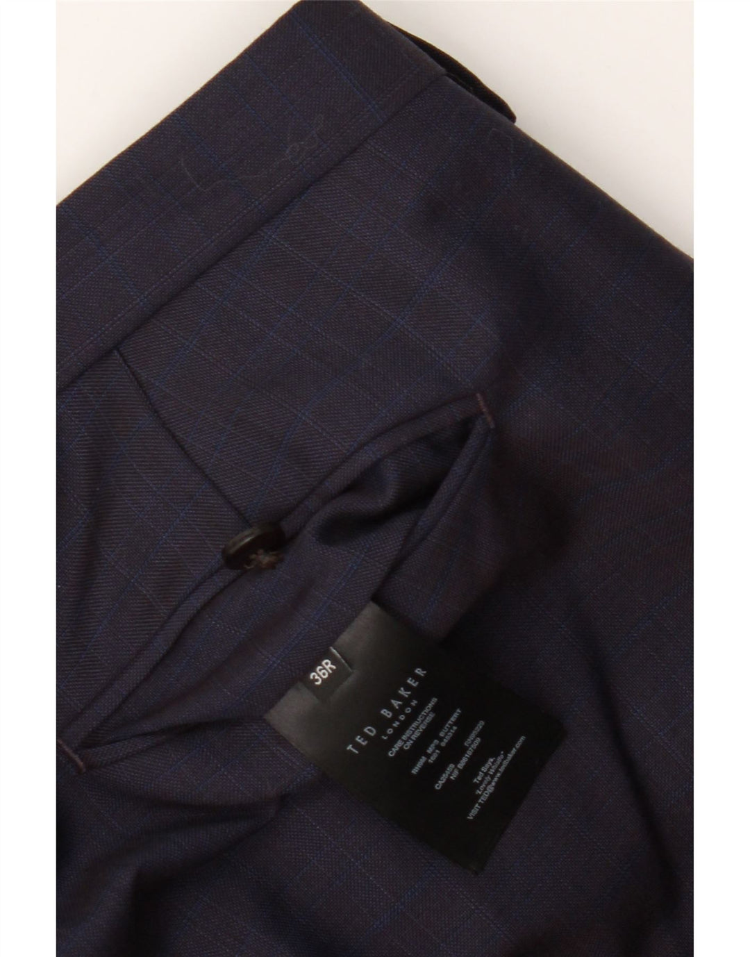 Pantaloni da abito slim da uomo Ted Baker W36 L31 blu navy in lana