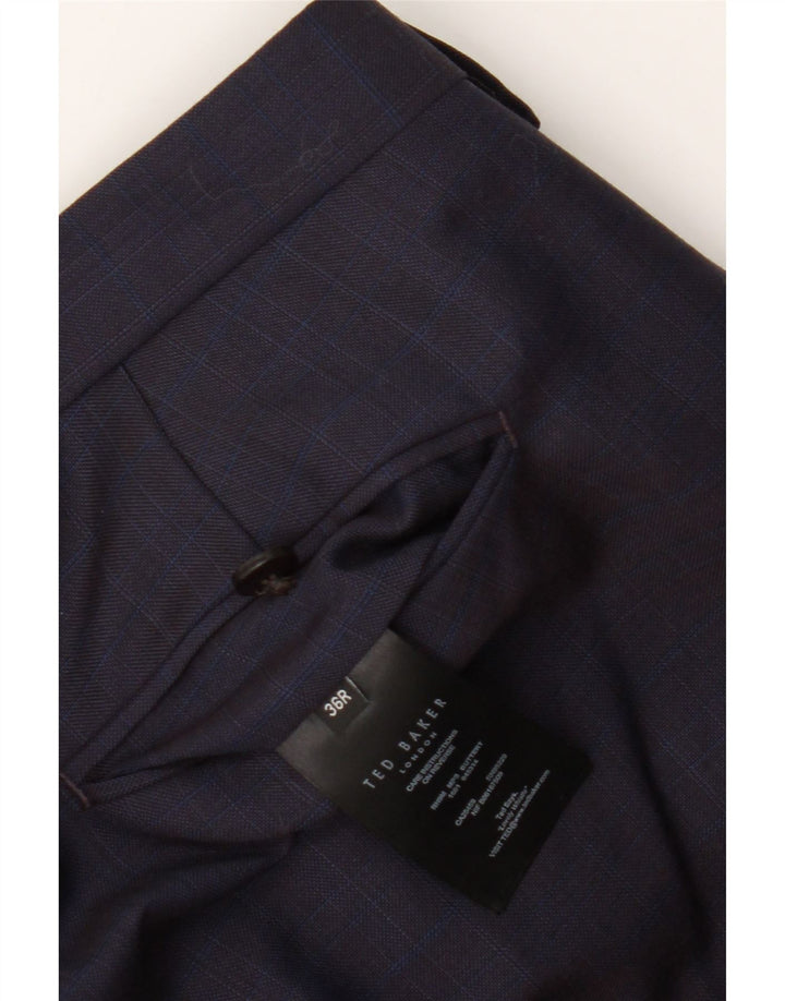 Pantaloni da abito slim da uomo Ted Baker W36 L31 blu navy in lana