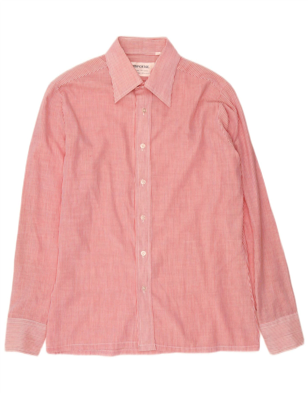 Camicia da uomo Imperial Taglia 39 15 1/2 Poliestere gessato rosso medio