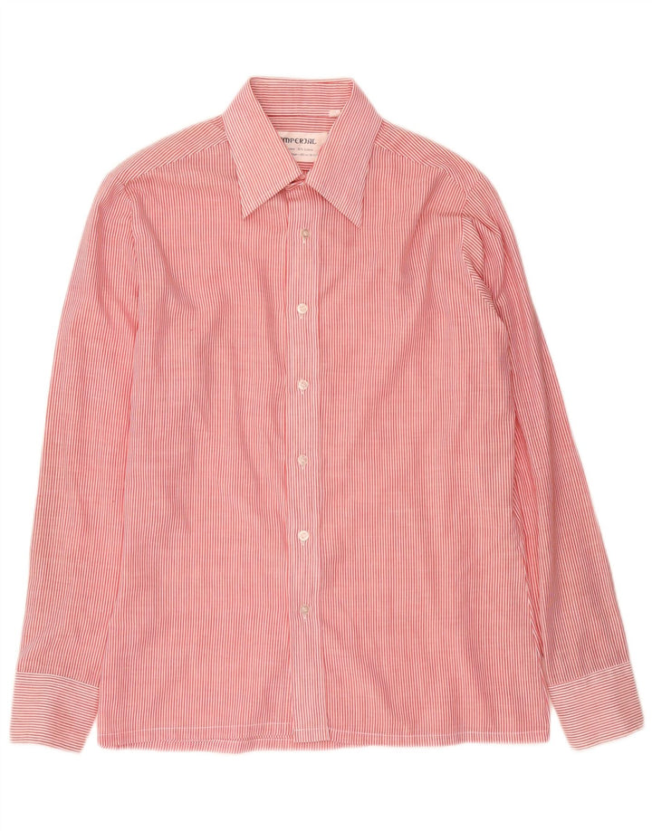 Camicia da uomo Imperial Taglia 39 15 1/2 Poliestere gessato rosso medio