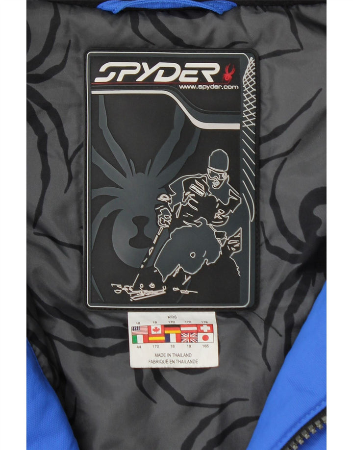 Giacca da sci con cappuccio per ragazzi Spyder 15-16 anni XL poliestere color block blu