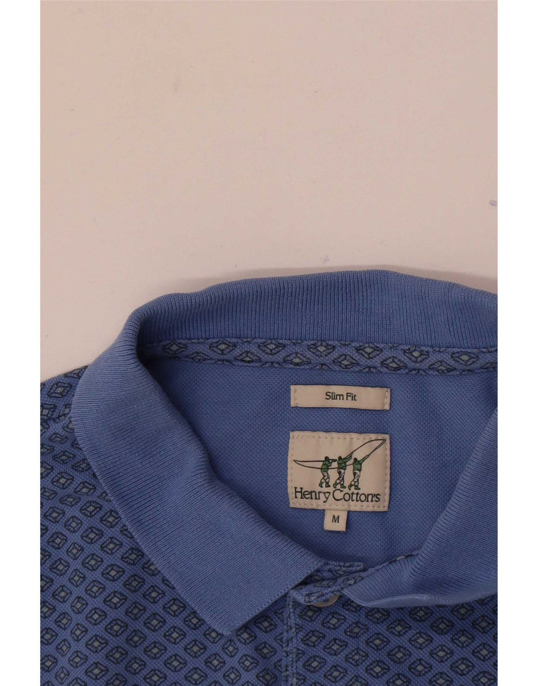 Polo da uomo slim fit Henry Cottons blu medio geometrico
