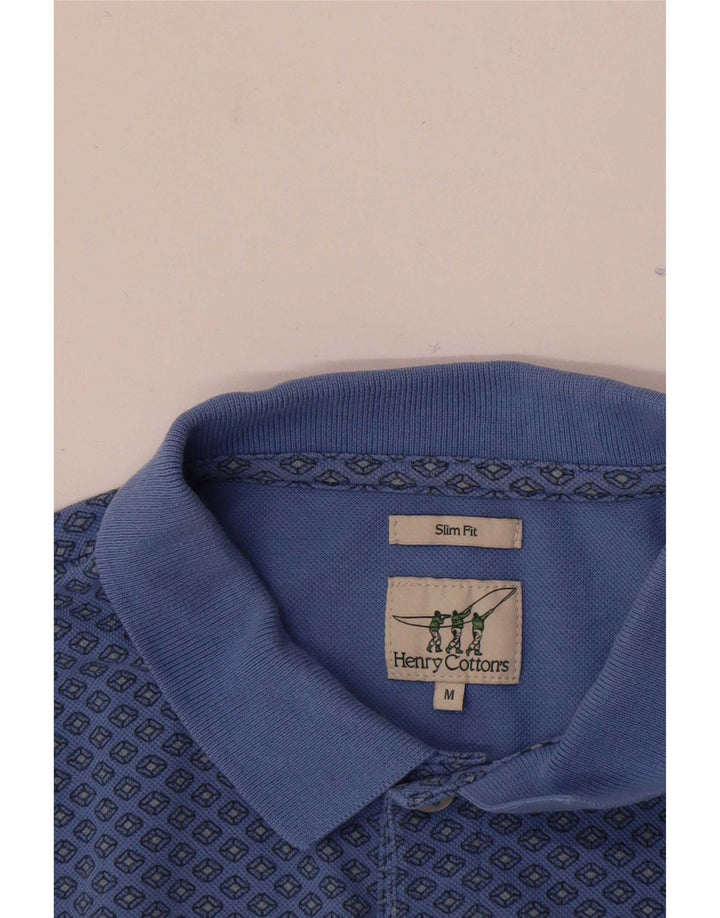 Polo da uomo slim fit Henry Cottons blu medio geometrico