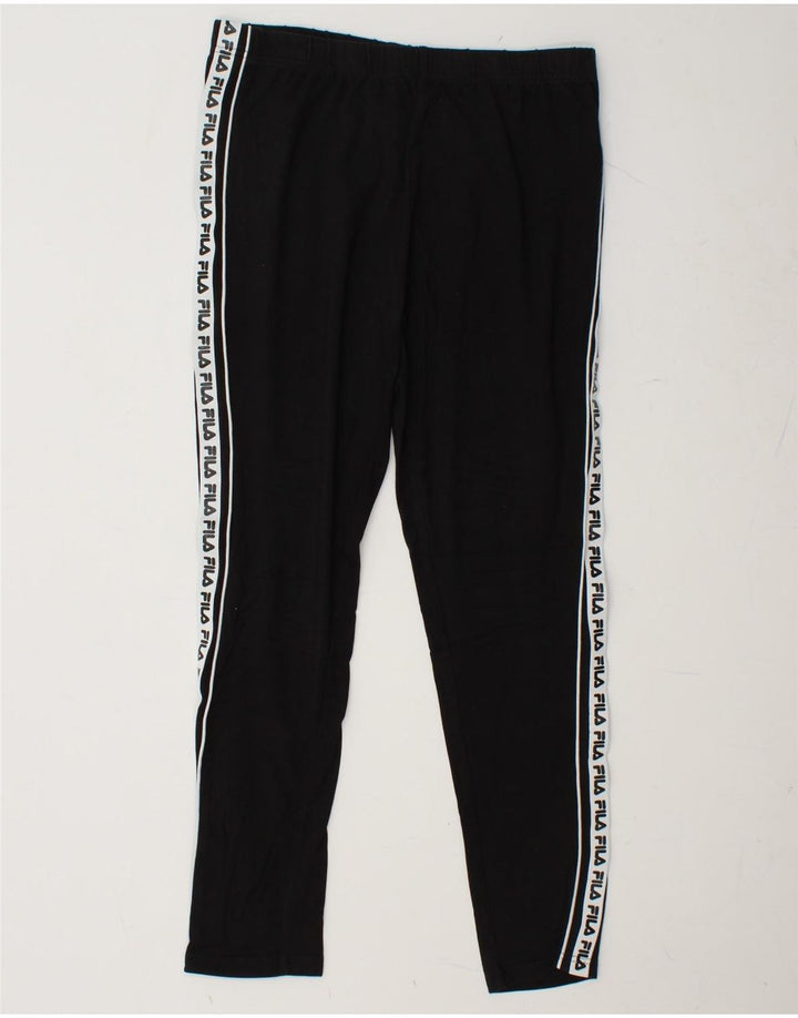 FILA Womens Graphic Leggings UK 18 XL Black Colourblock