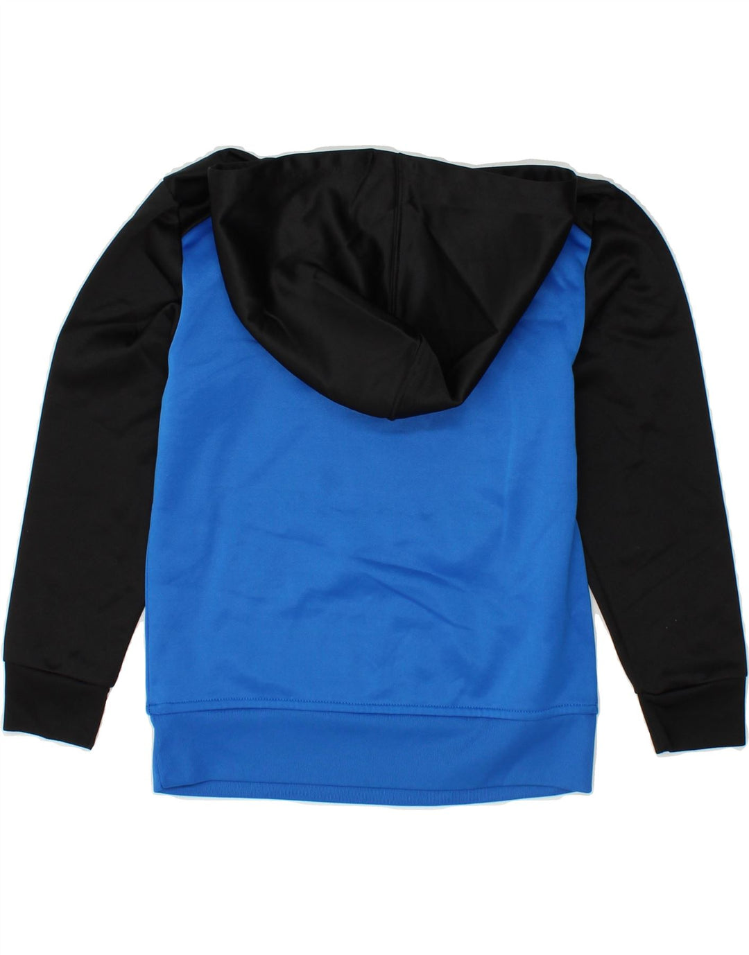 CHAMPION Boys Graphic Hoodie Jumper 7-8 Years Blue Colourblock Polyester Vintage Champion and Second-Hand Champion from Messina Hembry 