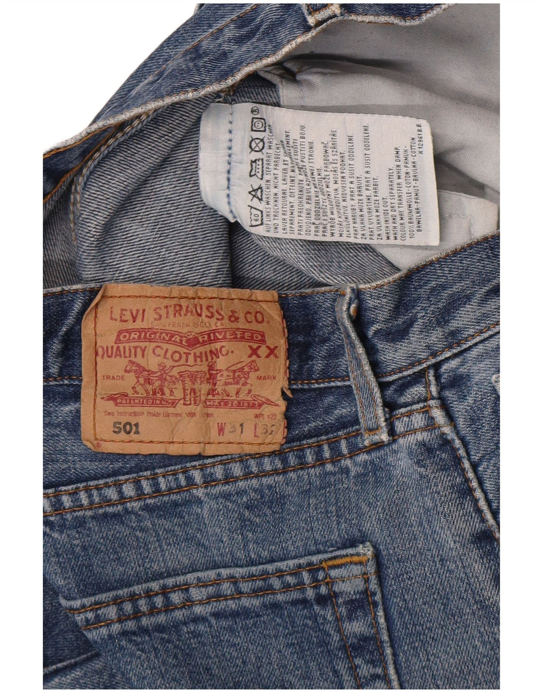 Jeans Levi's Donna 501 Straigth Strappati W31 L32 Blu Cotone