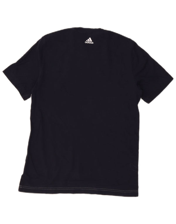 T-shirt grafica da ragazzo Adidas Top 13-14 anni in cotone color block blu navy