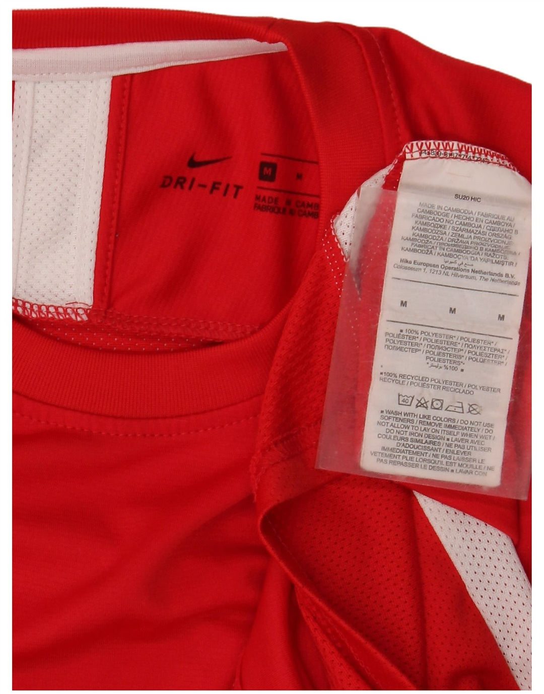 T-shirt Nike da uomo Dri Fit, top in poliestere color block rosso medio