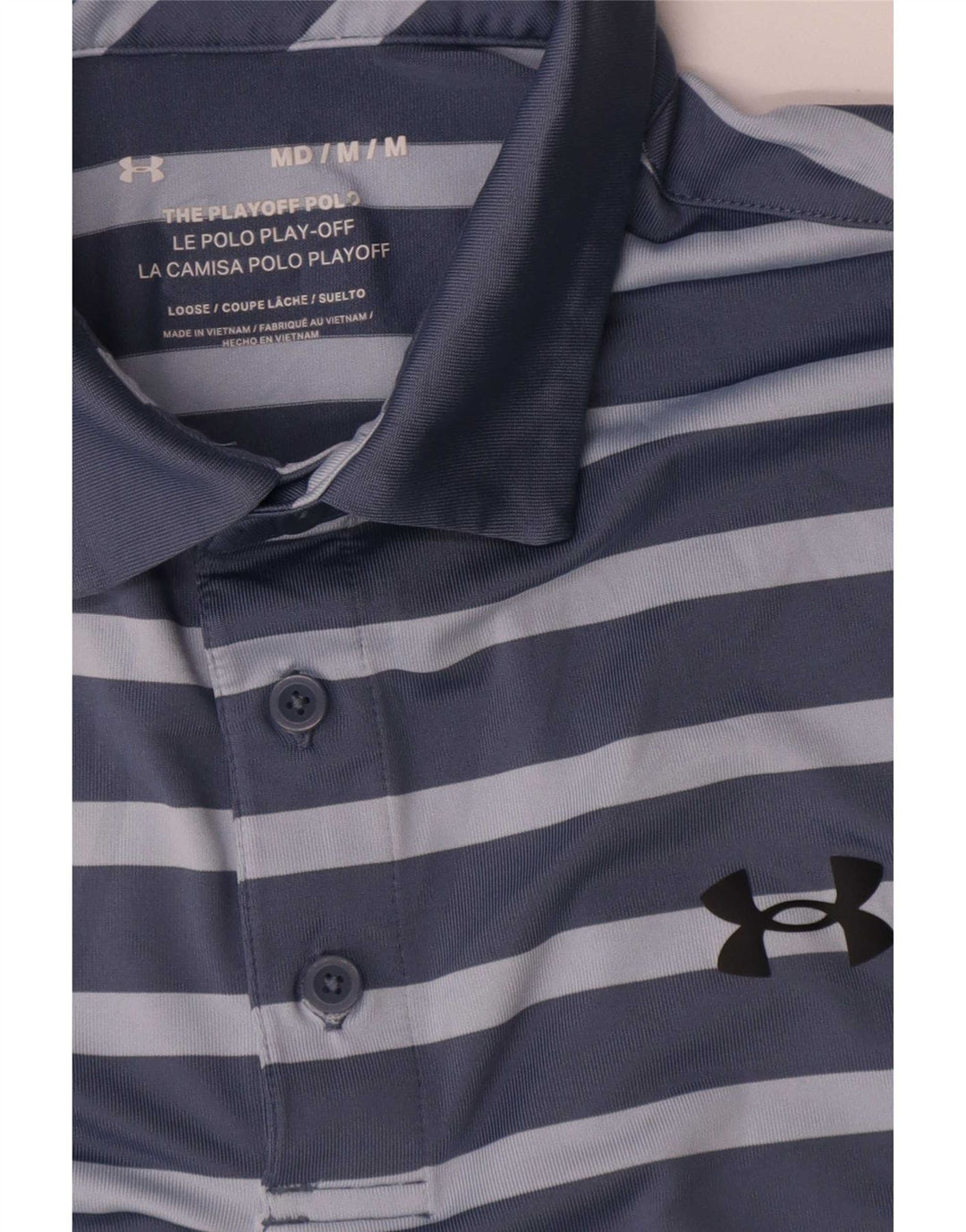 Polo da uomo Under Armour a righe blu medio
