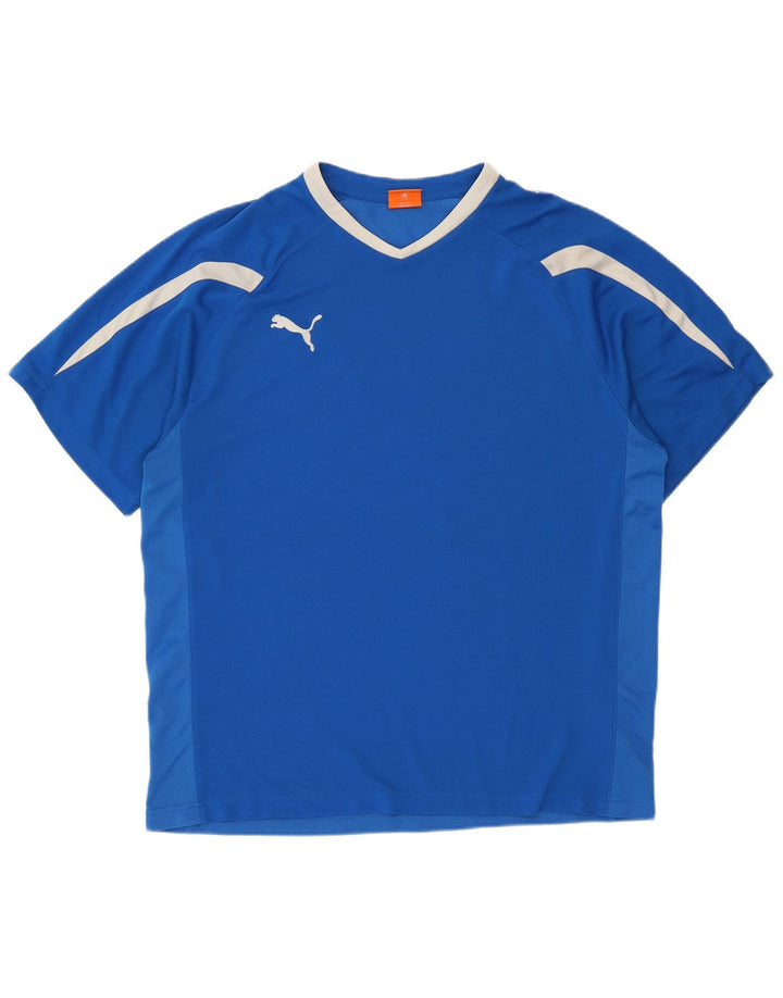 T-shirt da uomo Puma Top Large in poliestere color block blu
