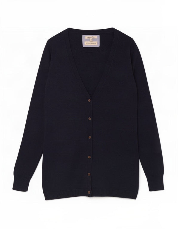 Massimo Dutti Womens Cardigan Sweater UK 10 Small Navy Blue Cotton