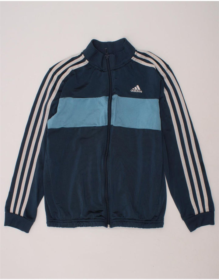 ADIDAS Boys Tracksuit Top Jacket 11-12 Years Navy Blue Colourblock Vintage Adidas and Second-Hand Adidas from Messina Hembry 