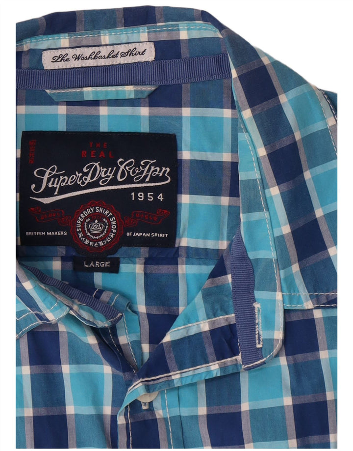 Camicia da uomo Superdry in cotone a quadri grandi blu