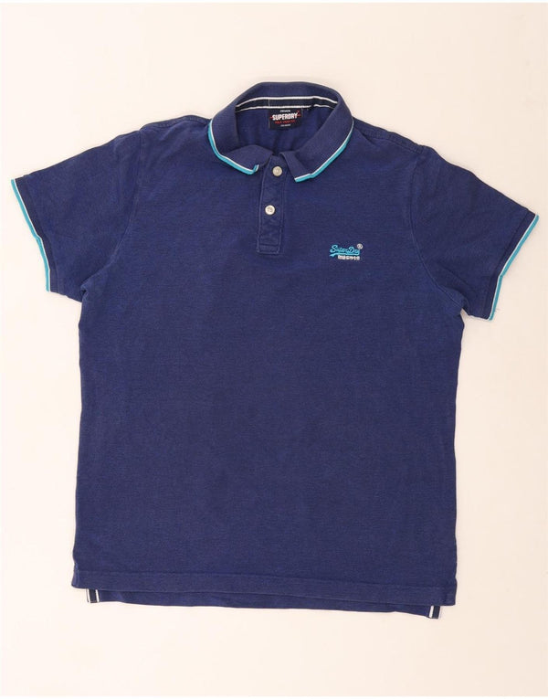 Polo da uomo SUPERDRY 2XL in cotone blu navy