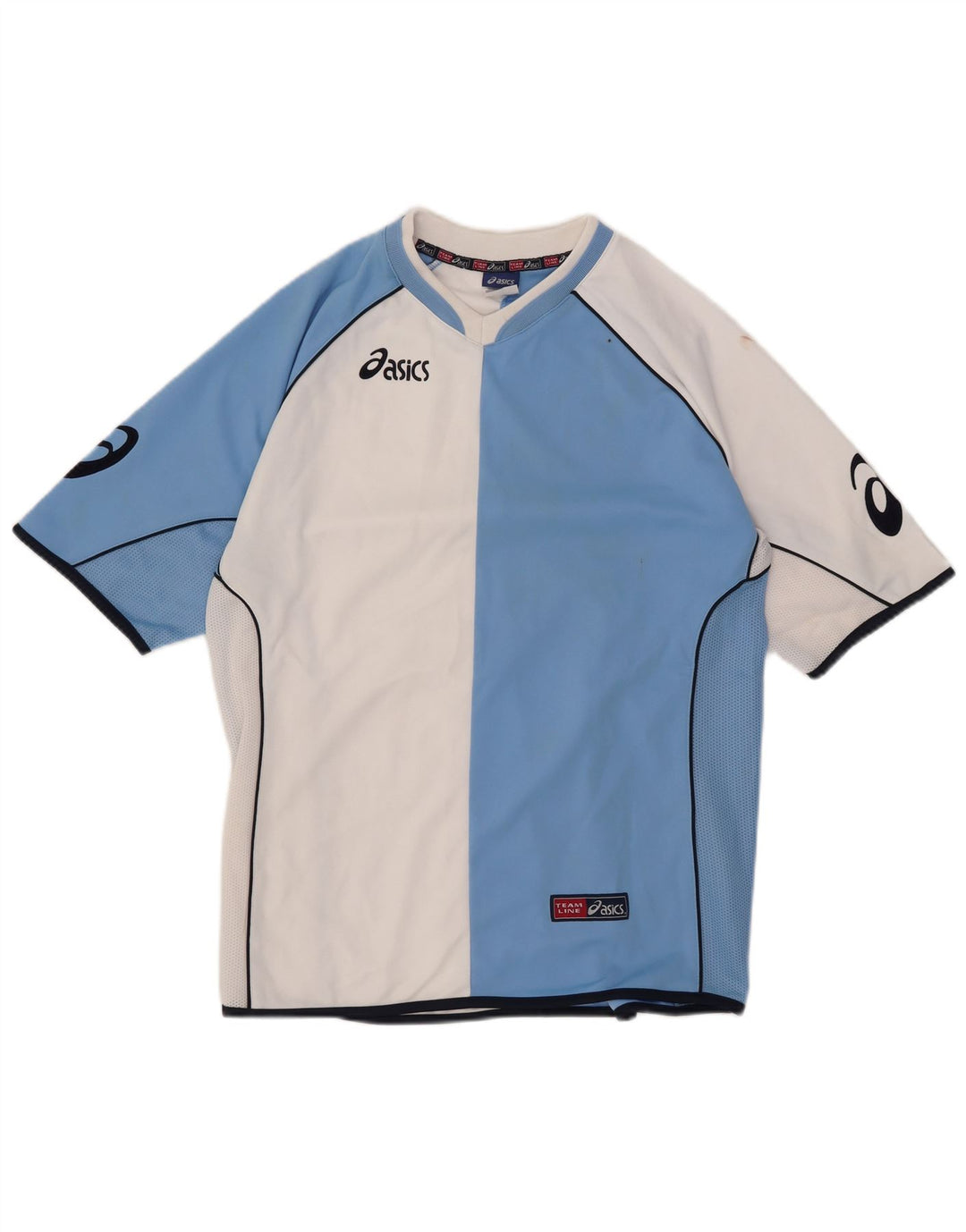 T-shirt grafica da uomo Asics Top in poliestere color block blu medio