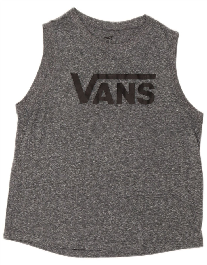 VANS Womens Graphic Vest Top UK 14 Medium Grey Flecked