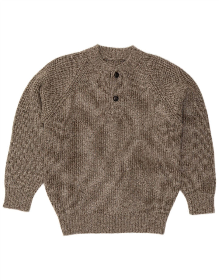 Maglione vintage da uomo girocollo grigio medio