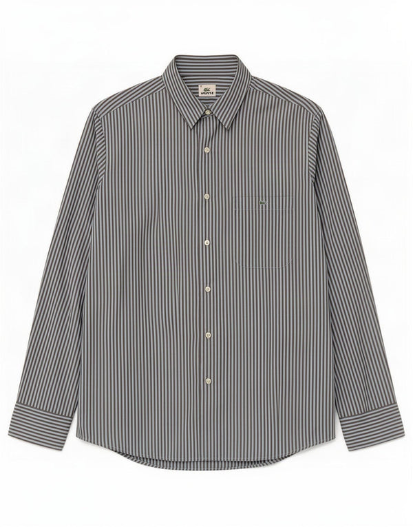 Camicia da uomo Lacoste taglia 44 XL cotone gessato blu