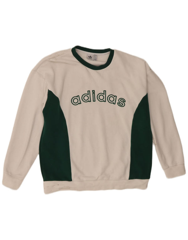Felpa grafica da donna Adidas Jumper UK 16 Large White Colourblock