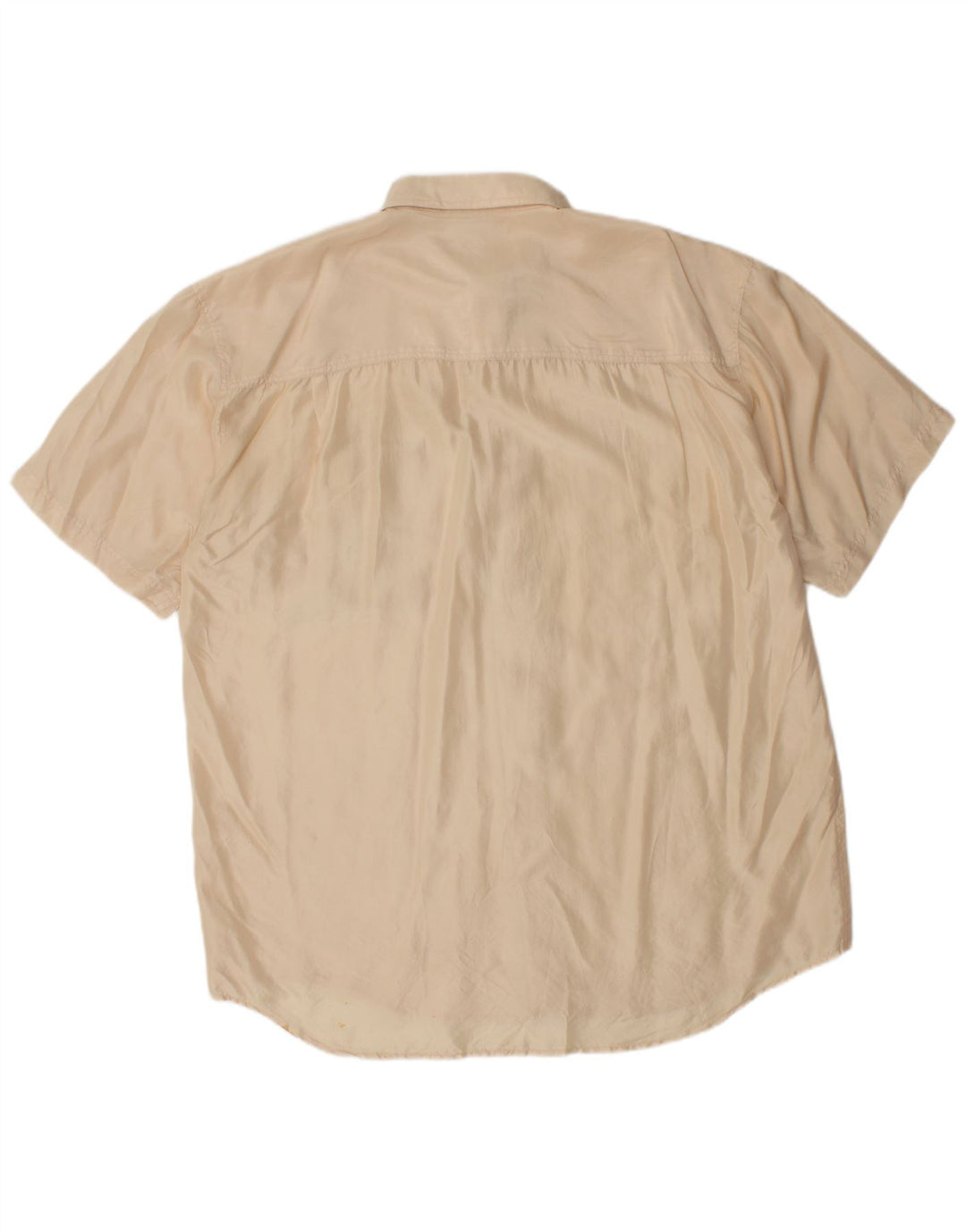 Camicia vintage da uomo a maniche corte grande in seta beige